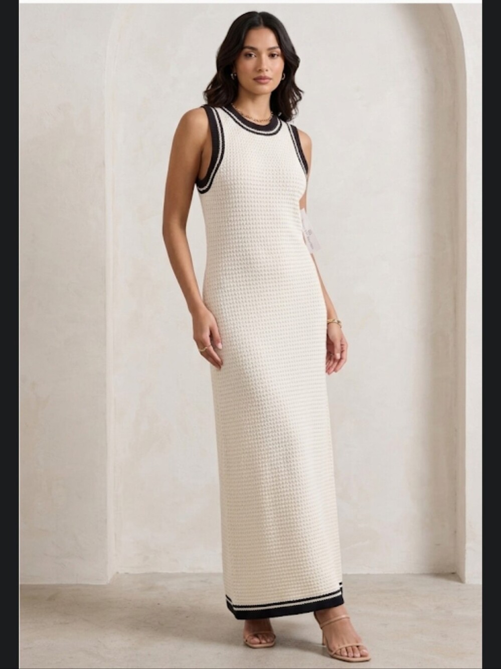 NWT House of Harlow 1960 Cream Knit Contrast Maxi Dress Small Boho Revolve